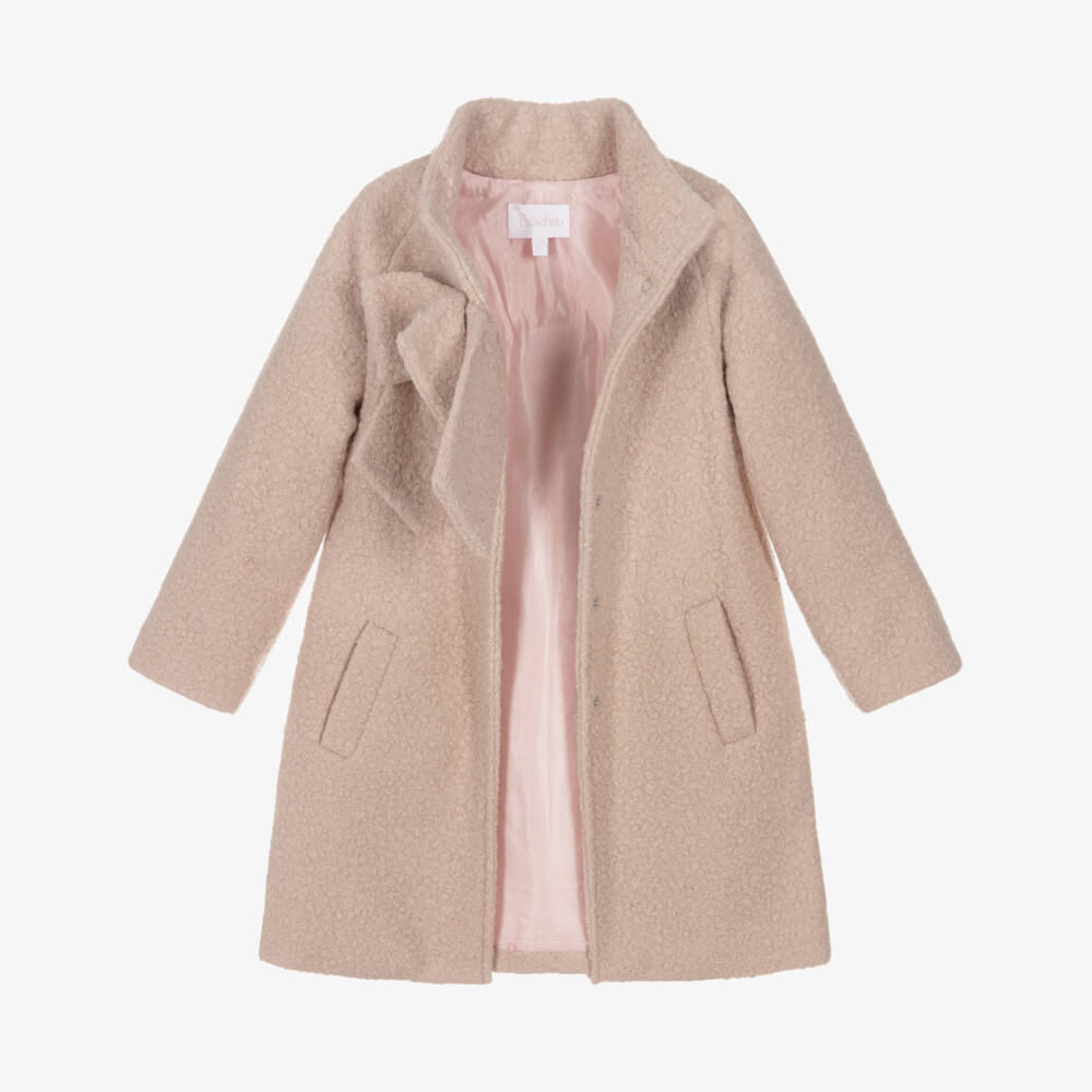 Patachou-Girls Fawn Pink Bouclé Coat | Childrensalon