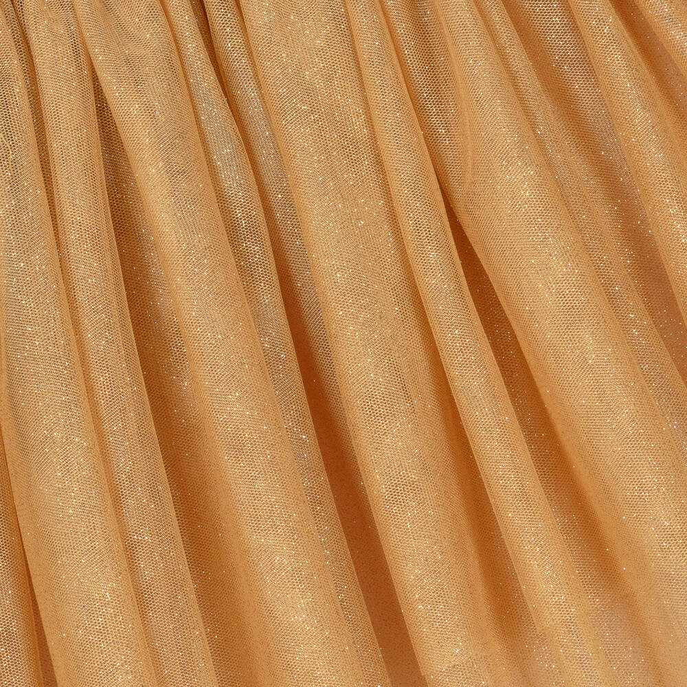 Patachou-Girls Gold Glitter Tulle Dress | Childrensalon
