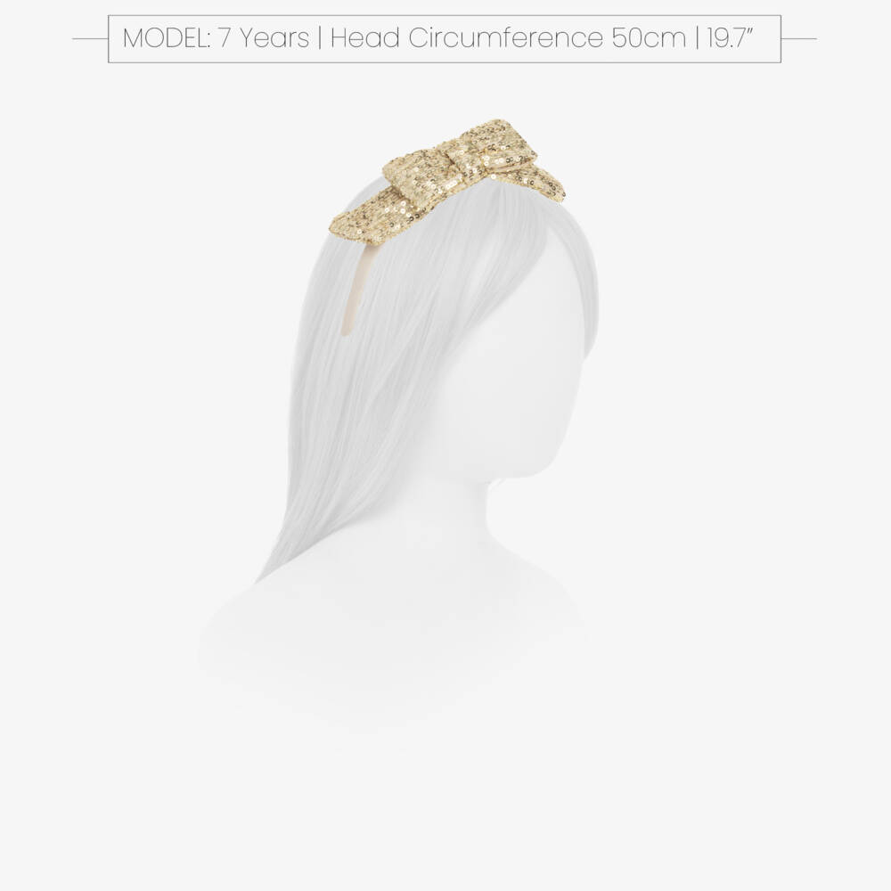Patachou-Girls Gold Sequin Bow Hairband | Childrensalon