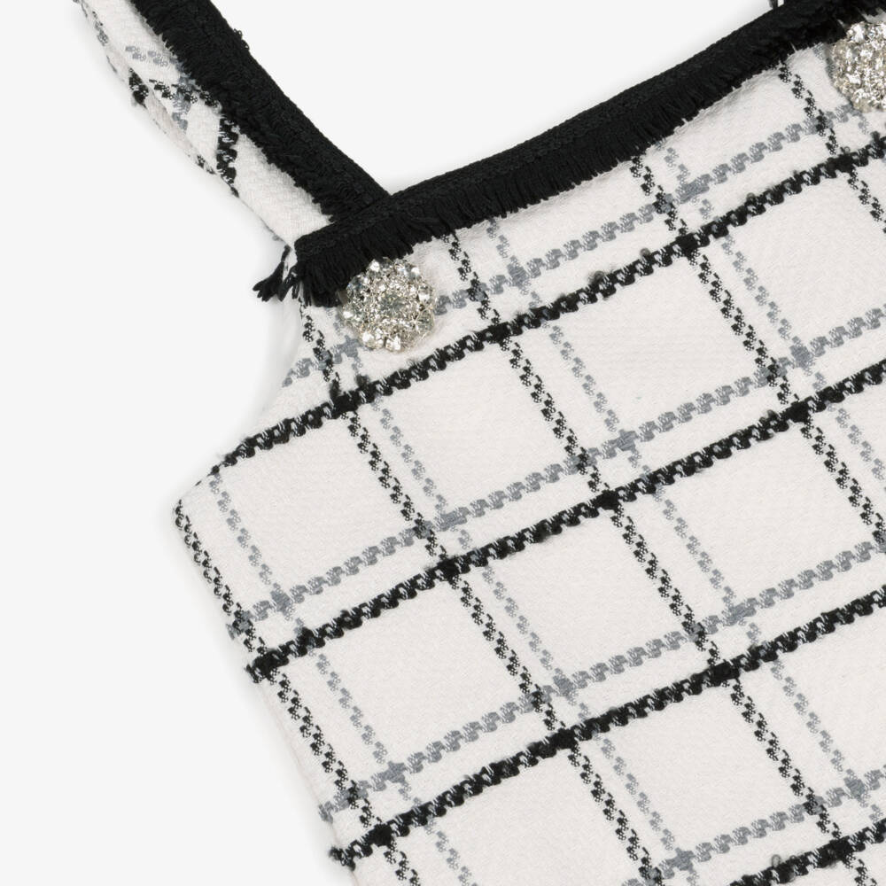 Patachou-فستان بدون أكمام تويد لون عاجي وأسود للبنات | Childrensalon