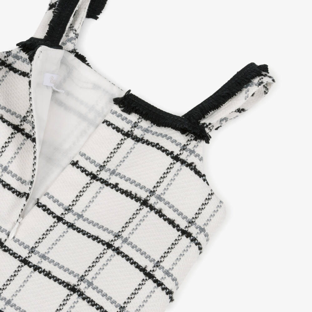 Patachou-فستان بدون أكمام تويد لون عاجي وأسود للبنات | Childrensalon