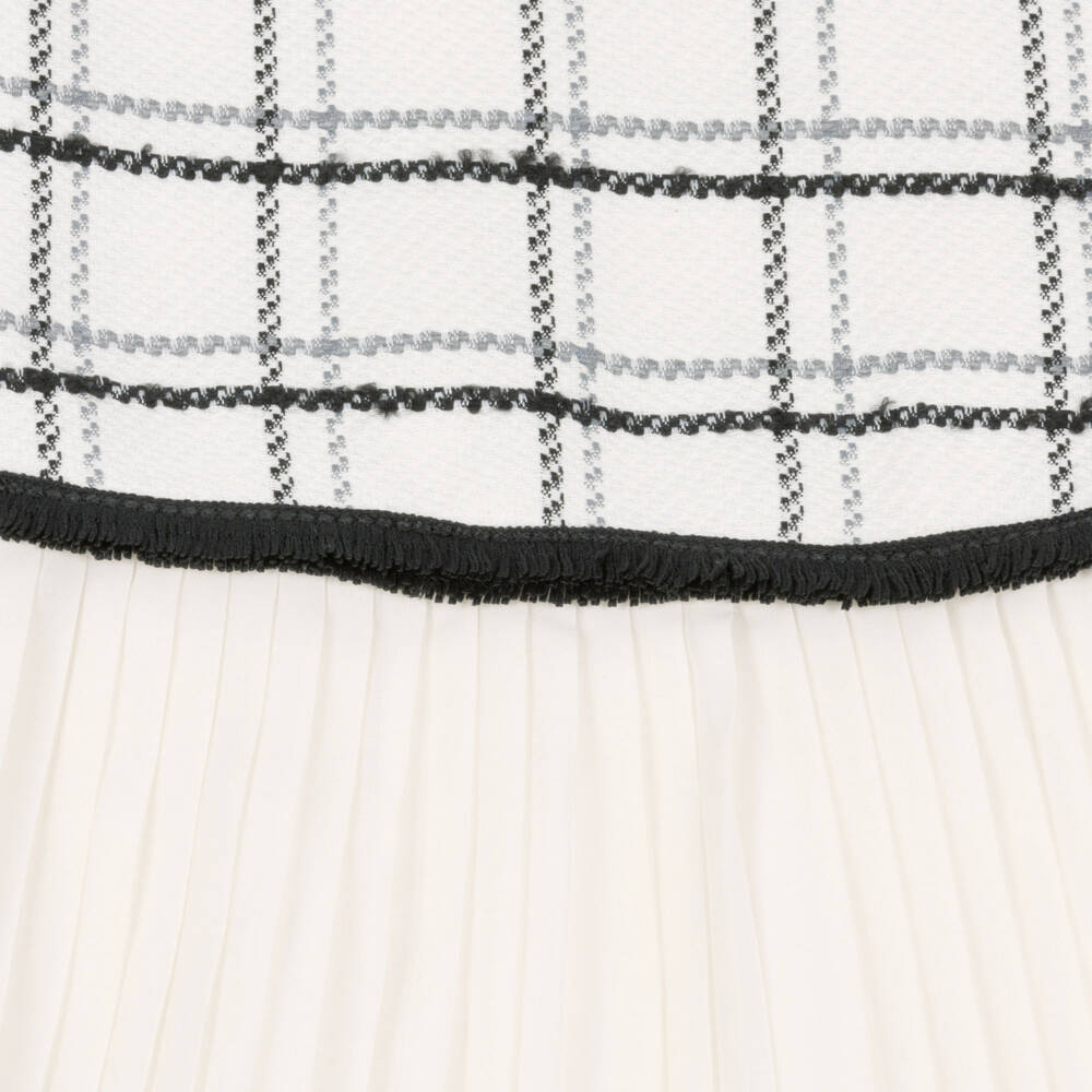 Patachou-فستان بدون أكمام تويد لون عاجي وأسود للبنات | Childrensalon