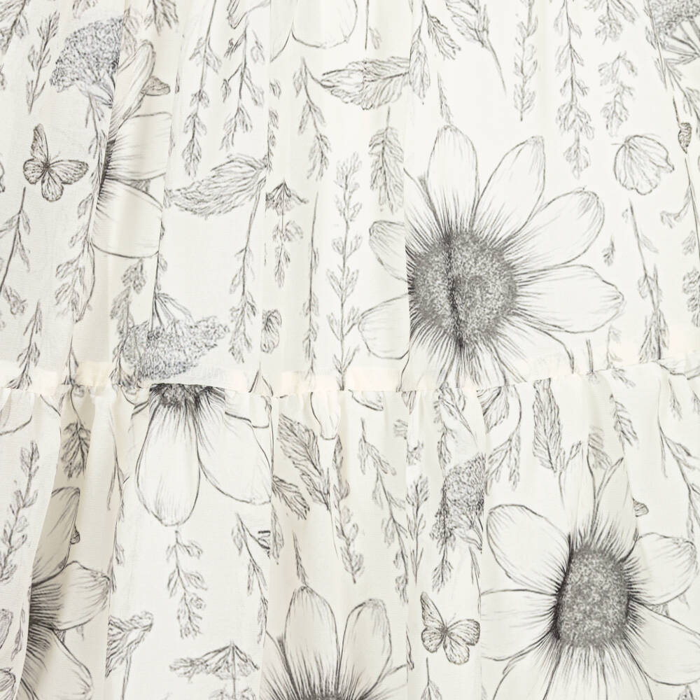 Patachou-Girls Ivory & Black Floral Chiffon Dress | Childrensalon