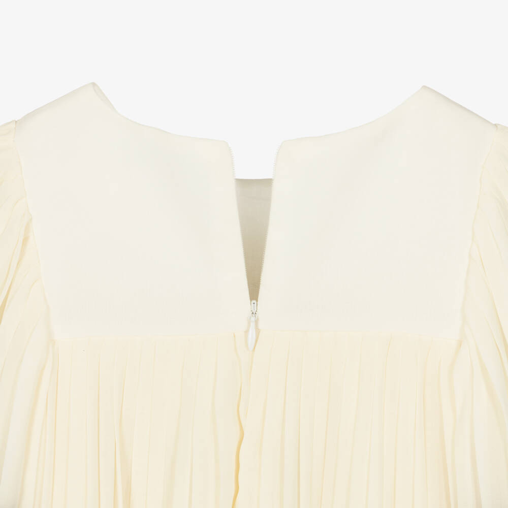 Patachou-فستان شيفون بكسرات لون عاجي وأسود للبنات | Childrensalon