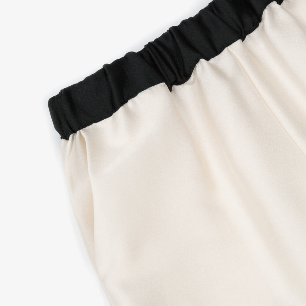 Patachou-Girls Ivory & Black Satin Trouser Set | Childrensalon