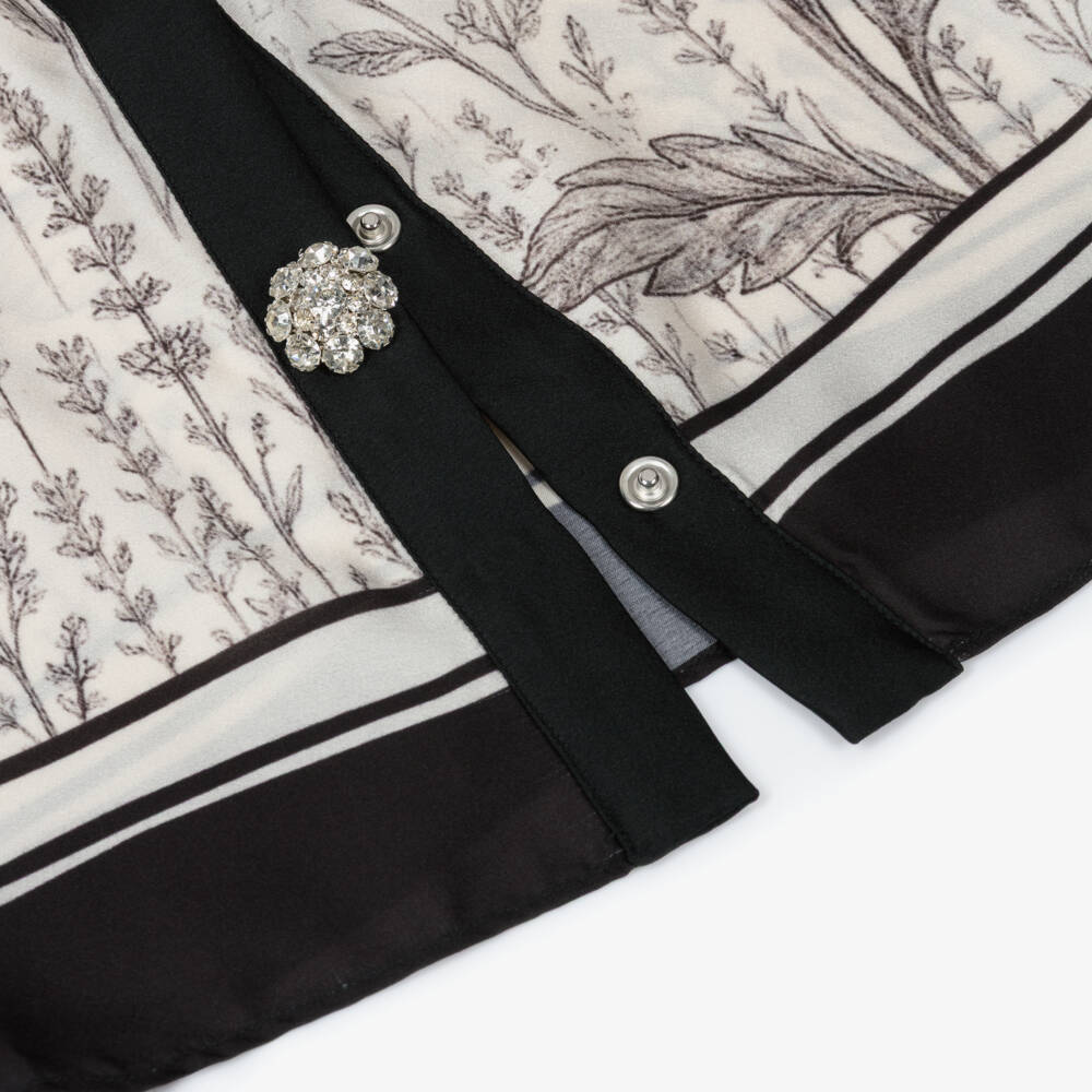 Patachou-Girls Ivory & Black Satin Trouser Set | Childrensalon