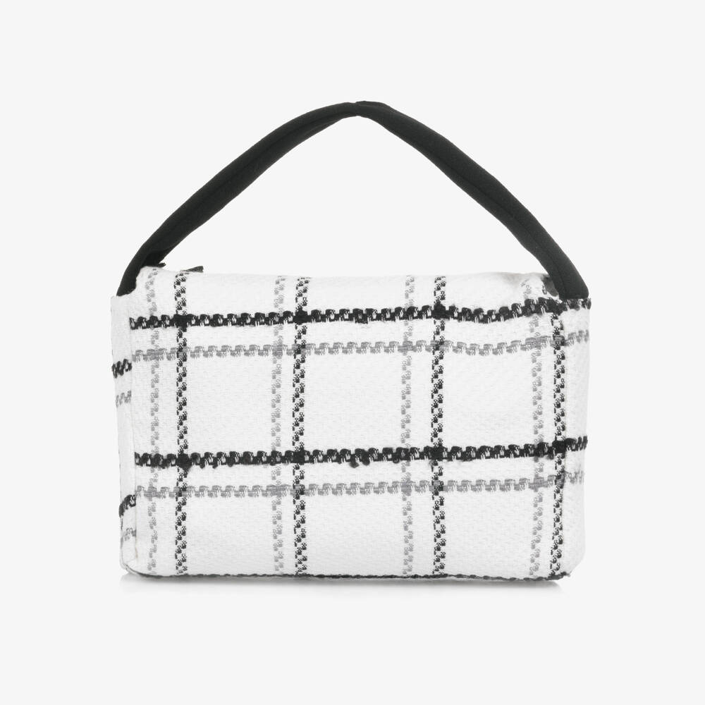 Patachou-Girls Ivory & Black Tweed Handbag with Fringing (16cm) | Childrensalon