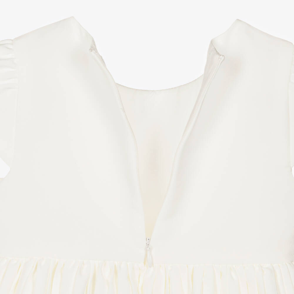 Patachou-فستان بنات كريب مزين بفيونكة لون عاجي | Childrensalon