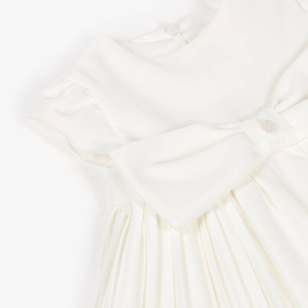 Patachou-فستان بنات كريب مزين بفيونكة لون عاجي | Childrensalon