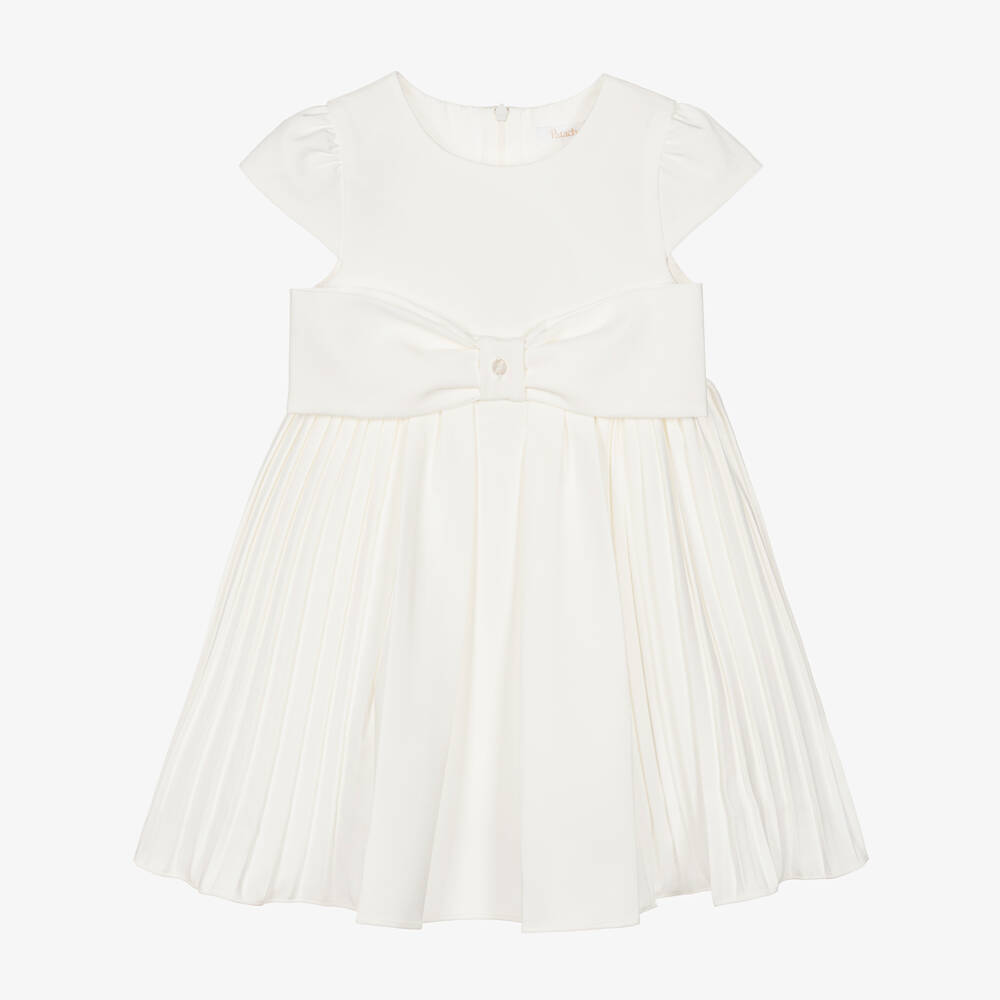 Patachou-Платье кремовое плиссе с бантом для девочек | Childrensalon