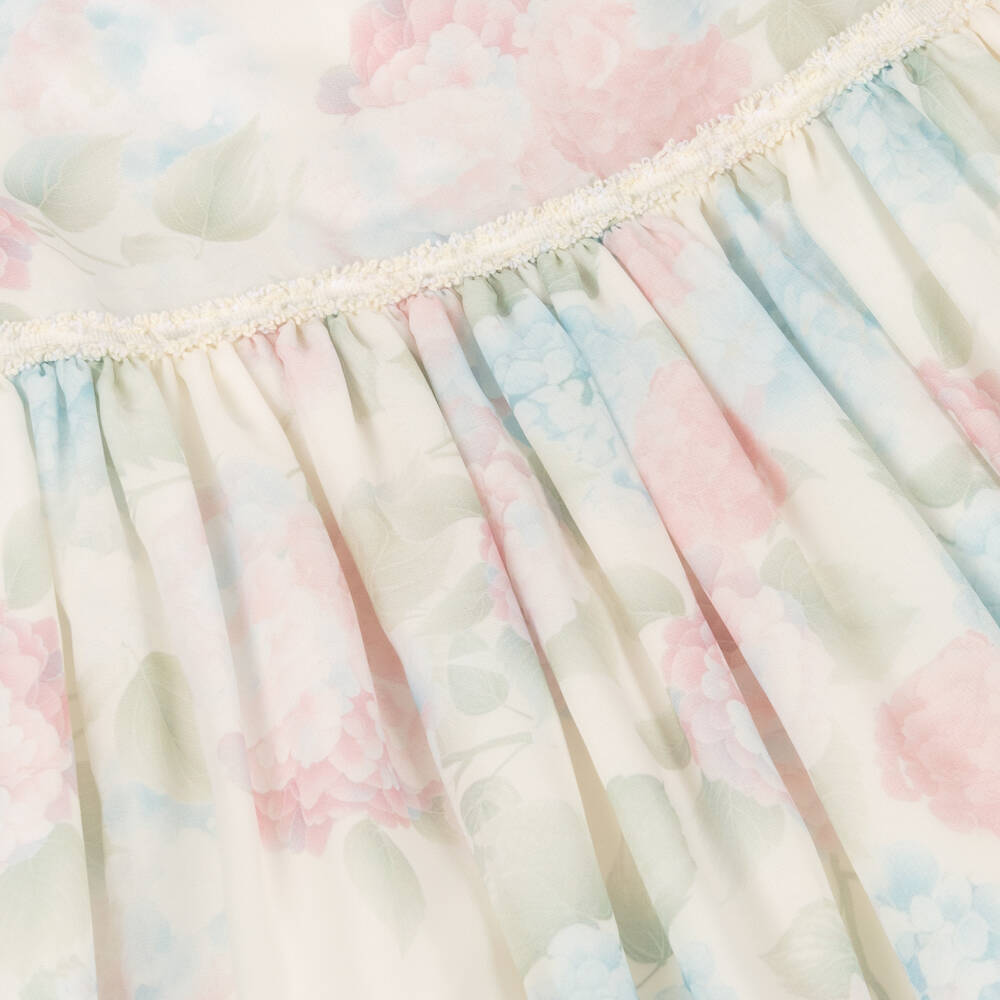 Patachou-Girls Ivory Chiffon Dress with Pastel Floral Print | Childrensalon