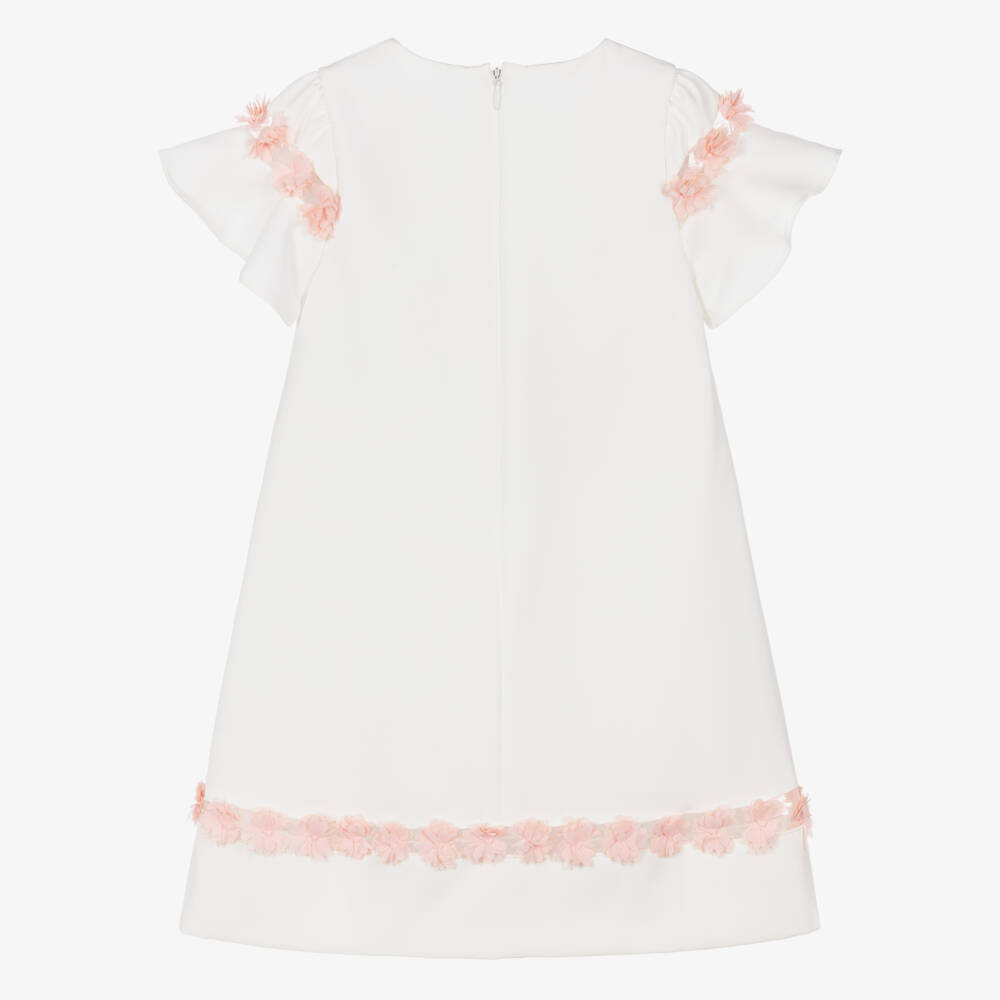 Patachou-فستان بنات كريب مزين بتول ورود لون عاجي | Childrensalon