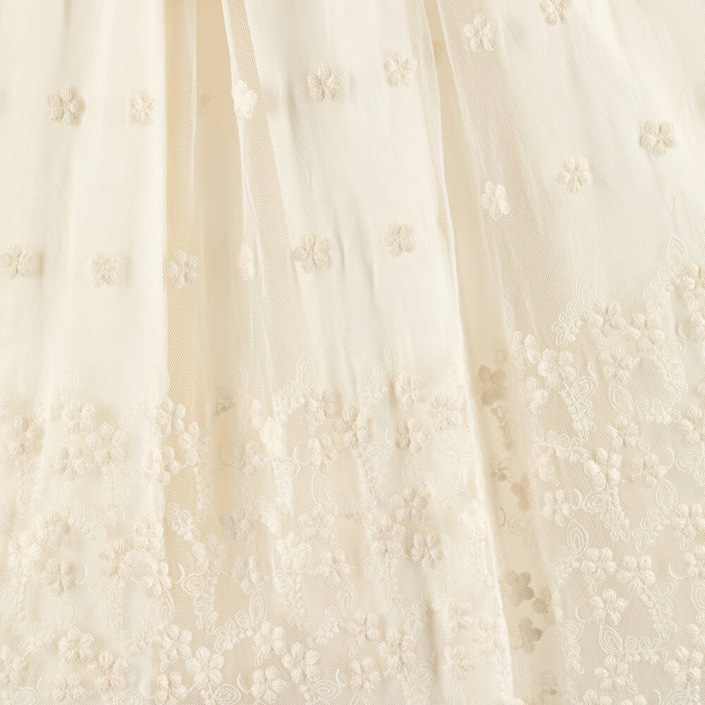 Patachou-Girls Ivory Embroidered Tulle Ceremony Gown | Childrensalon