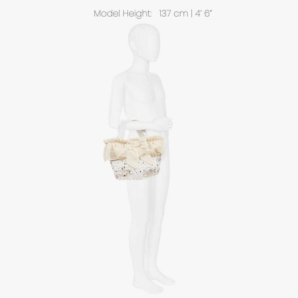 Patachou-Girls Ivory & Gold Sequin Handbag (26cm) | Childrensalon
