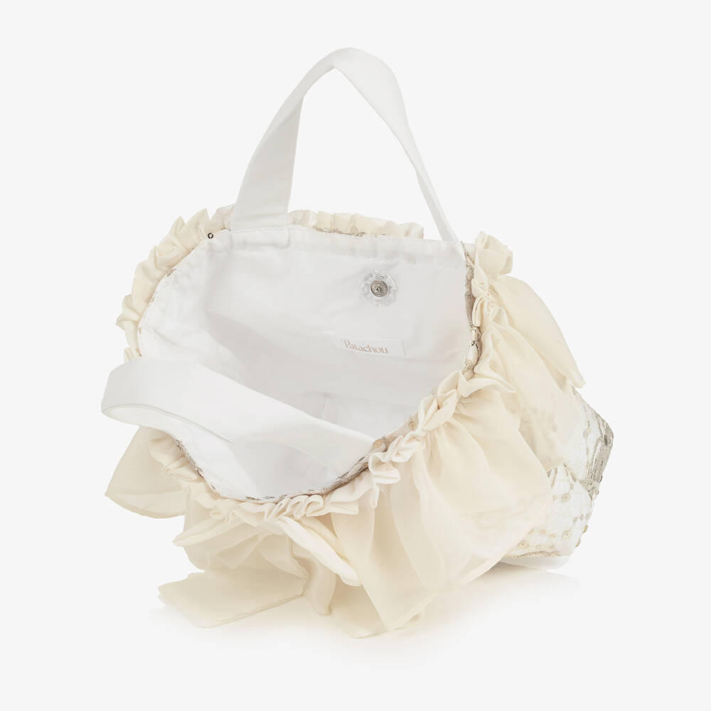 Patachou-Girls Ivory & Gold Sequin Handbag (26cm) | Childrensalon