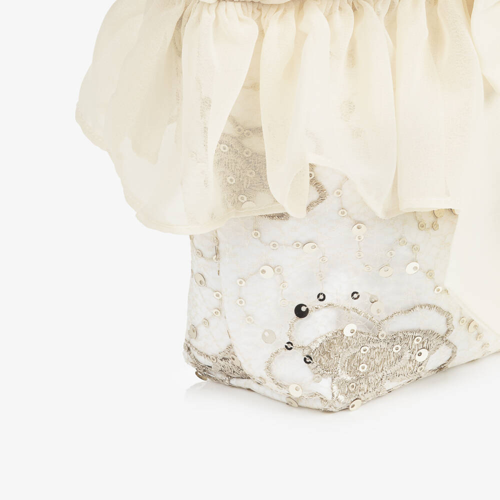 Patachou-Girls Ivory & Gold Sequin Handbag (26cm) | Childrensalon