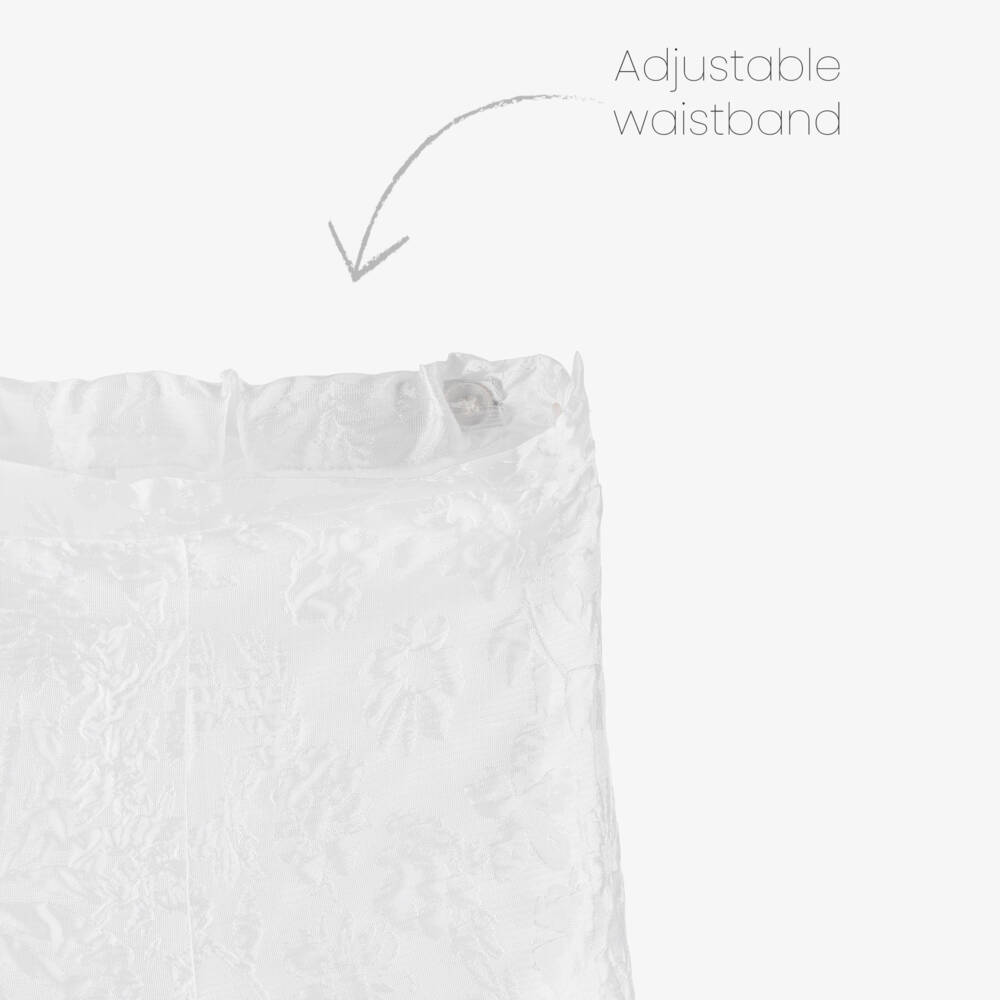 Patachou-Girls Ivory Jacquard Satin Trouser Set | Childrensalon