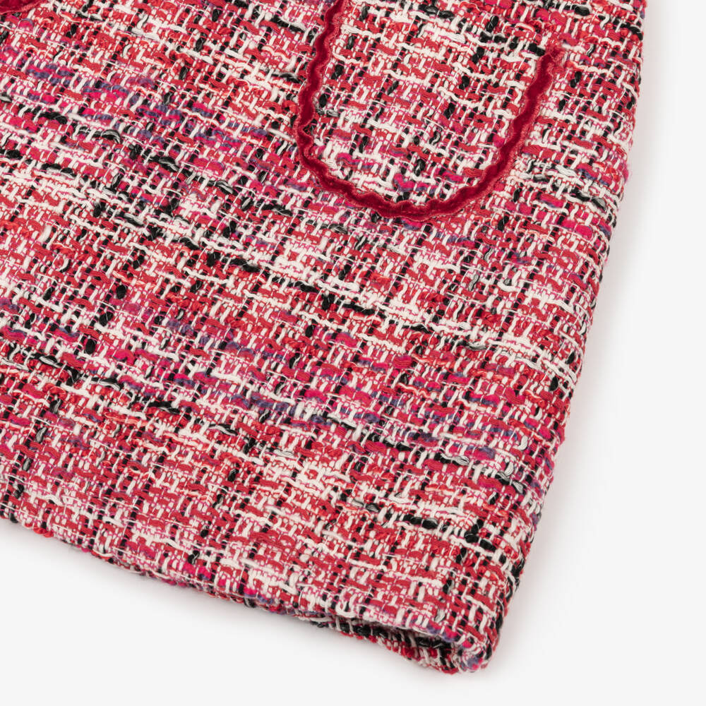 Patachou-فستان تويد لون أحمر وجيرسي لون عاجي للبنات | Childrensalon