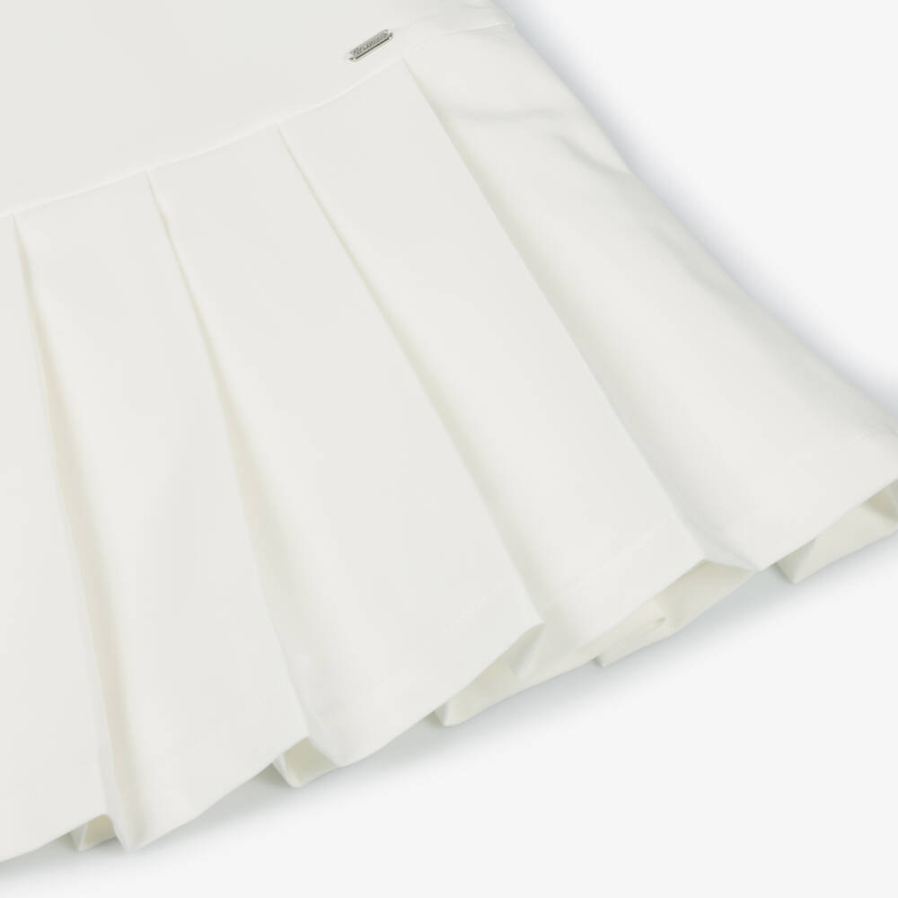 Patachou-Girls Ivory & Navy Blue Scallop Collar Dress | Childrensalon