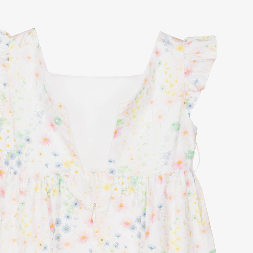 Patachou-Girls Ivory & Pastel Floral Print Cotton Dress | Childrensalon