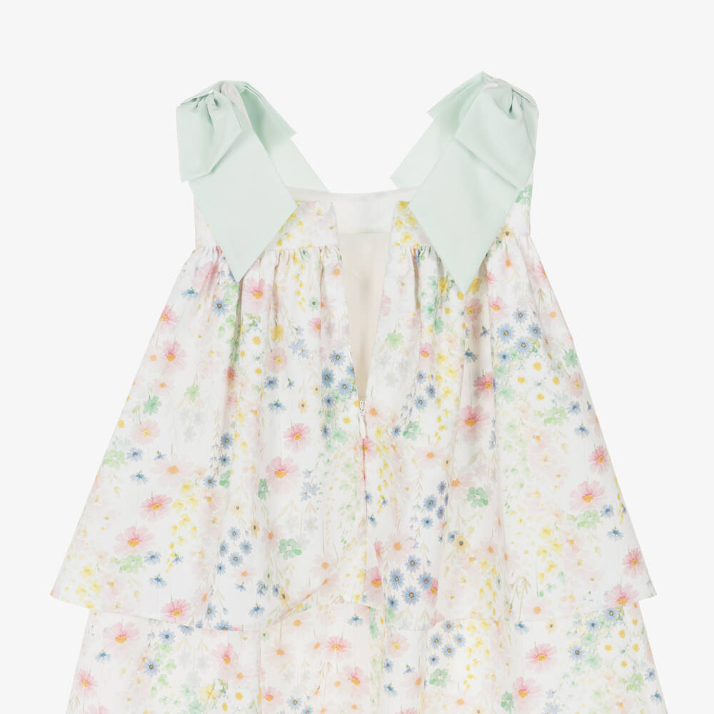 Patachou-Girls Ivory & Pastel Floral Print Sleeveless Cotton Dress | Childrensalon