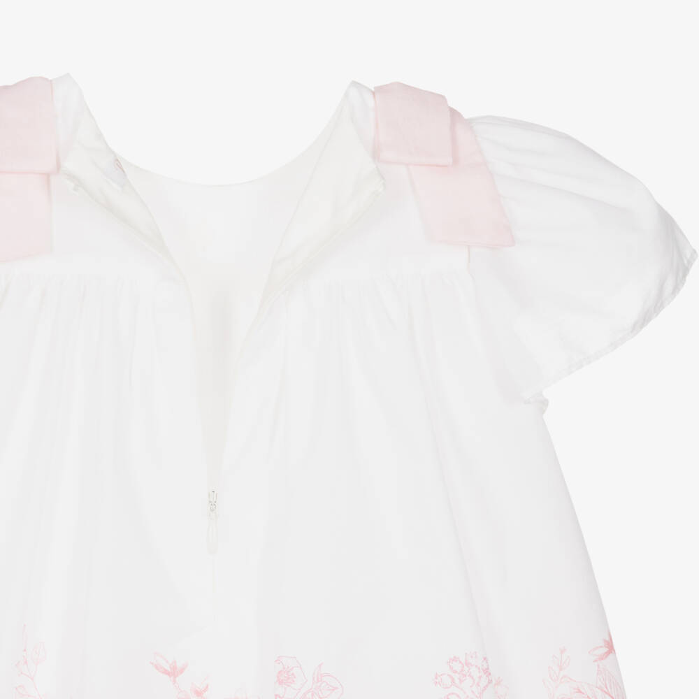 Patachou-Girls Ivory & Pink Floral Cotton Dress | Childrensalon