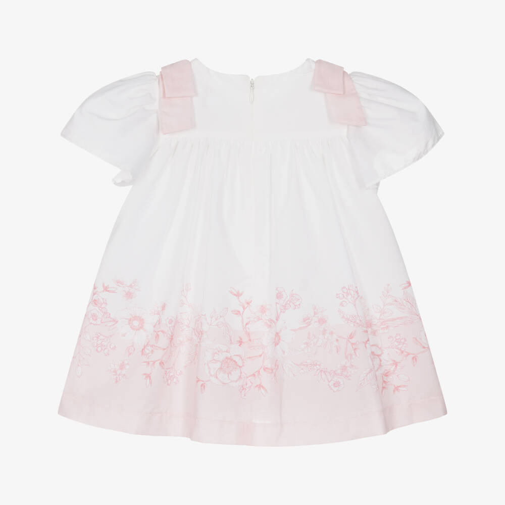 Patachou-Girls Ivory & Pink Floral Cotton Dress | Childrensalon