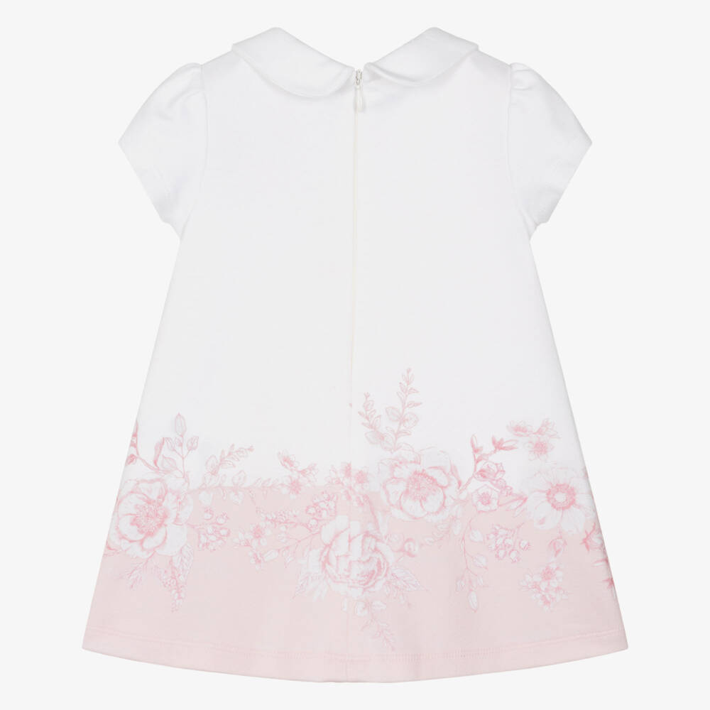 Patachou-Girls Ivory & Pink Floral Cotton Jersey Dress | Childrensalon