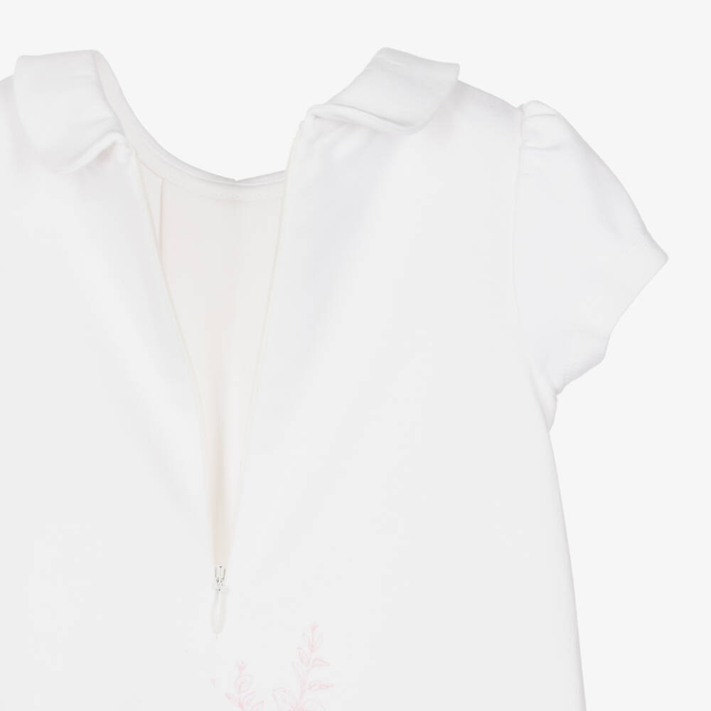 Patachou-Girls Ivory & Pink Floral Cotton Jersey Dress | Childrensalon