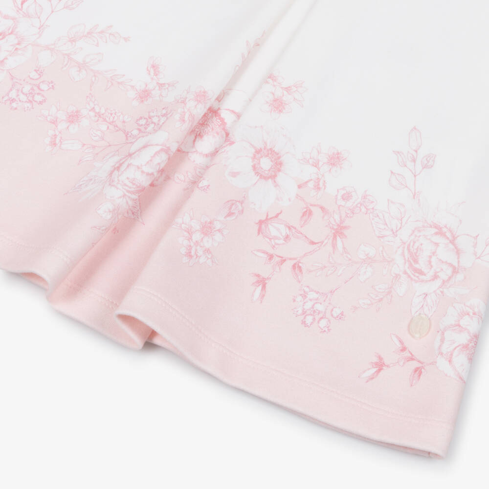 Patachou-Girls Ivory & Pink Floral Cotton Jersey Dress | Childrensalon