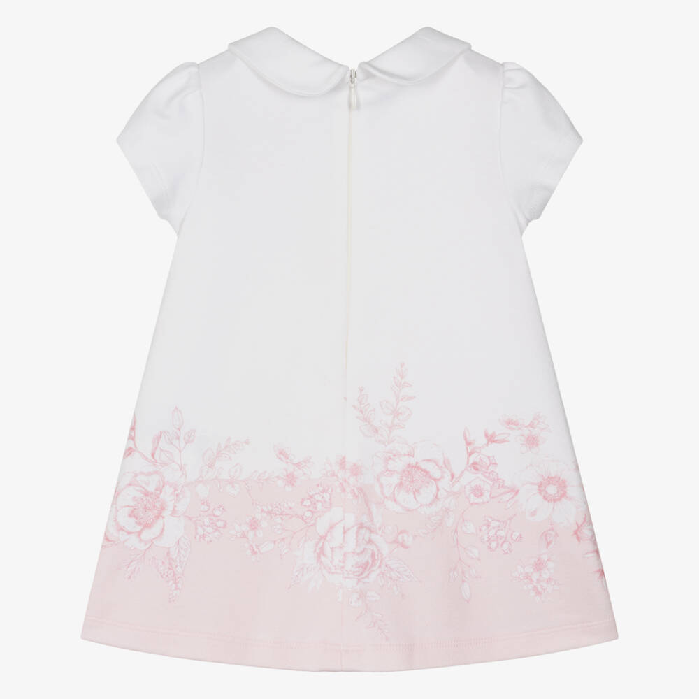 Patachou-Girls Ivory & Pink Floral Cotton Jersey Dress | Childrensalon