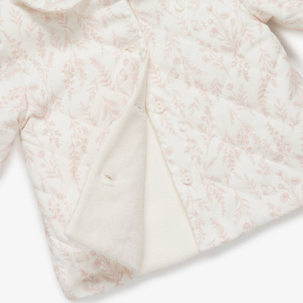 Patachou-Girls Ivory & Pink Wildflower Print Pram Coat | Childrensalon