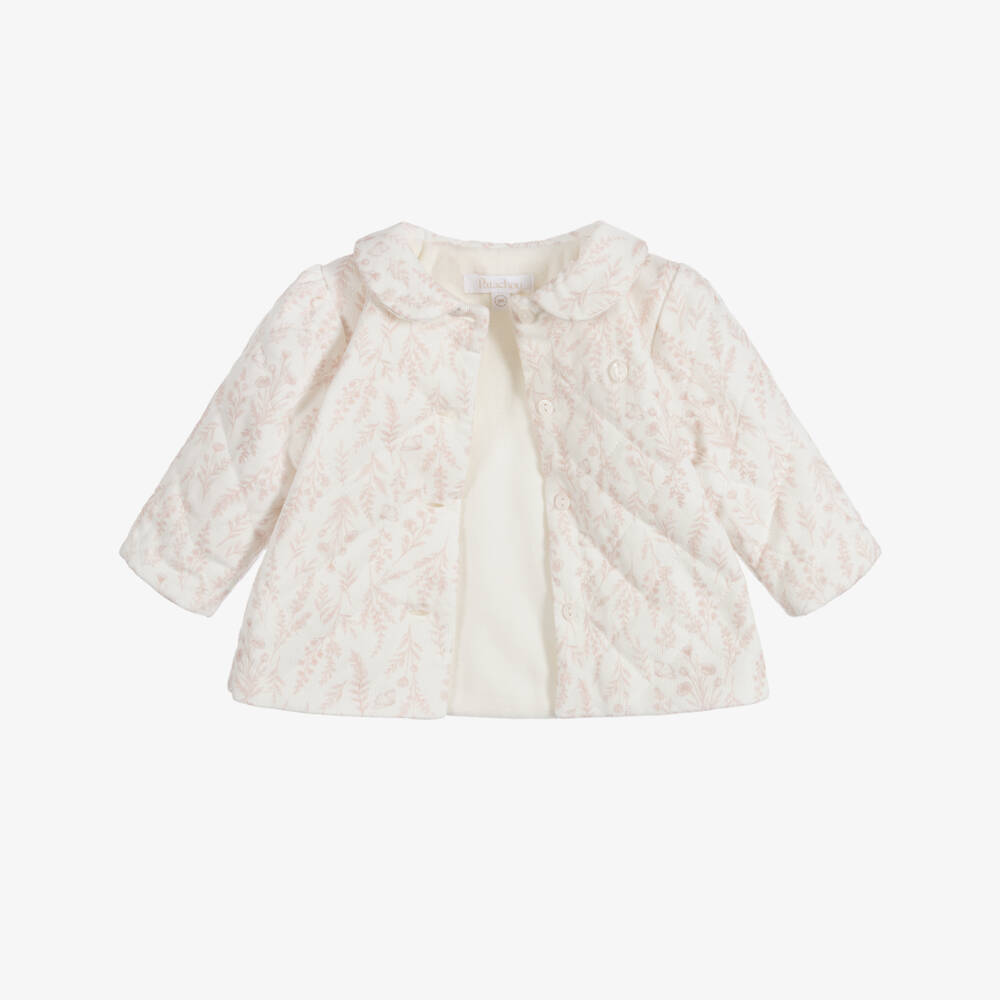 Patachou-Girls Ivory & Pink Wildflower Print Pram Coat | Childrensalon