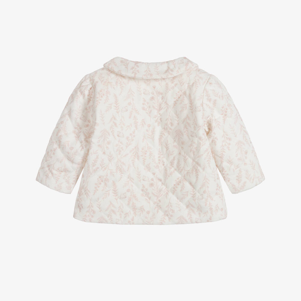 Patachou-Girls Ivory & Pink Wildflower Print Pram Coat | Childrensalon