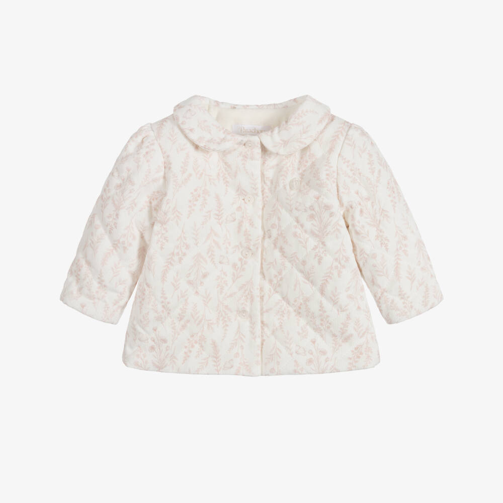 Patachou-Girls Ivory & Pink Wildflower Print Pram Coat | Childrensalon