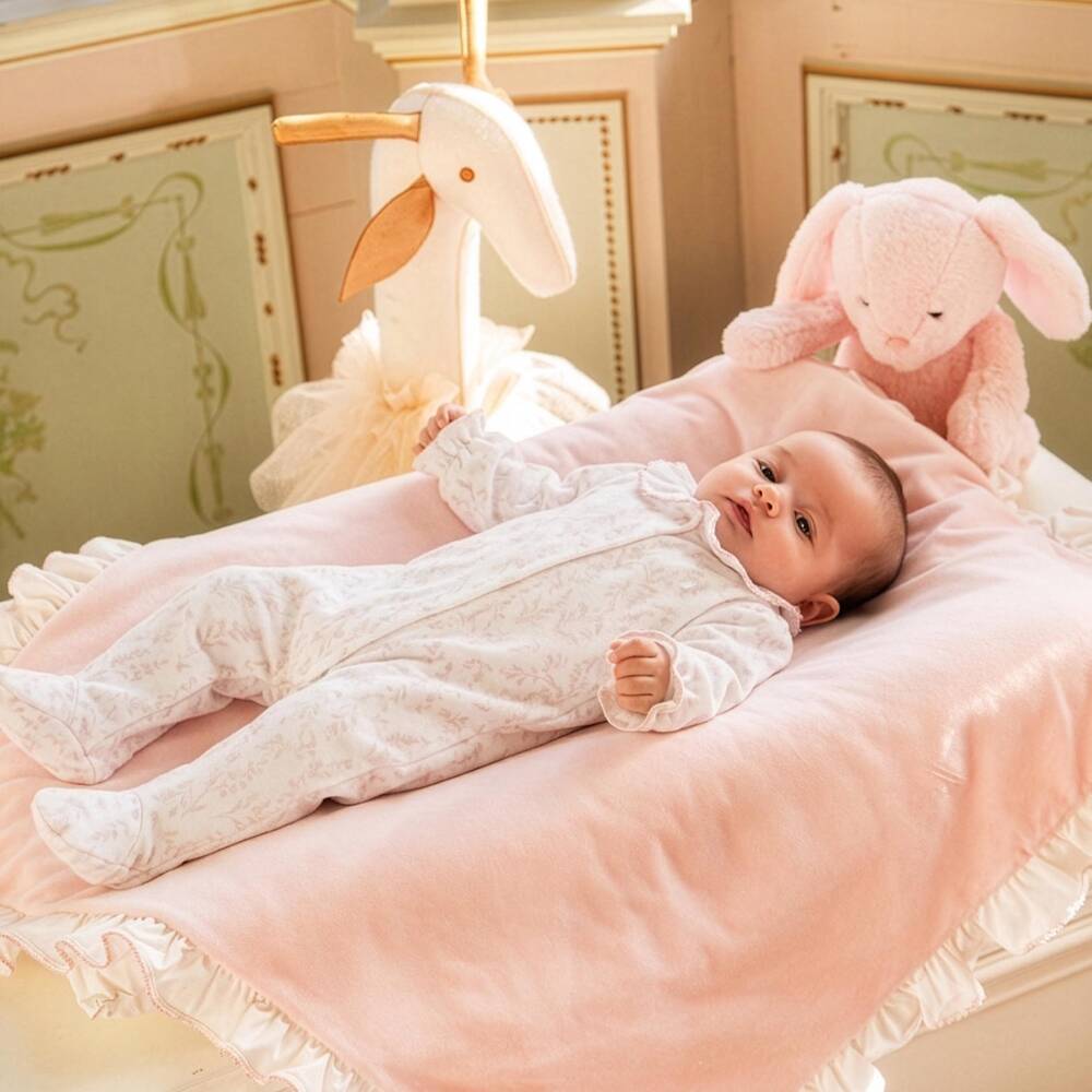 Patachou-Girls Ivory & Pink Wildflower Print Velour Babygrow | Childrensalon