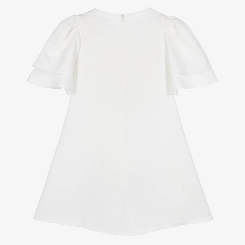 Patachou-Girls Ivory Pleated Dress with Bow Bodice | Childrensalon