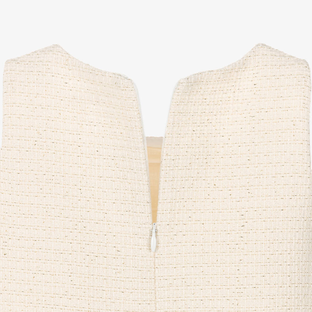 Patachou-Girls Ivory Tweed Dress Set with Pearl Buttons | Childrensalon
