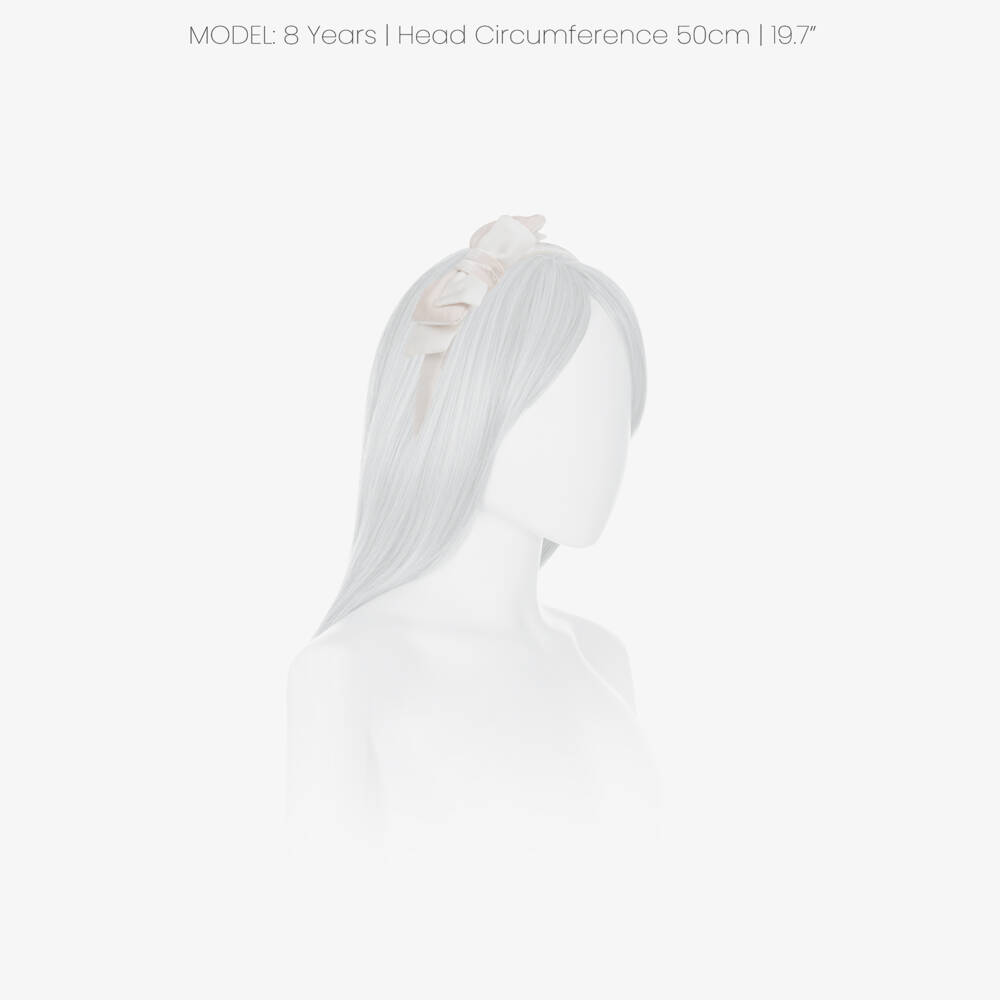 Patachou-Girls Ivory Velour Bow Hairband | Childrensalon