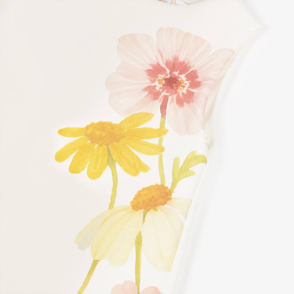 Patachou-Girls Ivory Watercolour Floral Print Crêpe Dress | Childrensalon