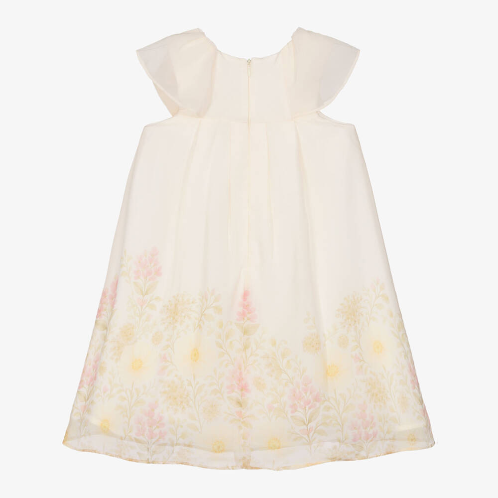 Patachou-Girls Ivory & Yellow Floral Chiffon Dress with Bow | Childrensalon