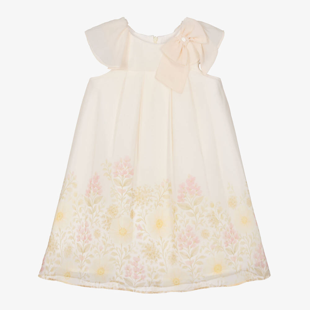 Patachou-Girls Ivory & Yellow Floral Chiffon Dress with Bow | Childrensalon
