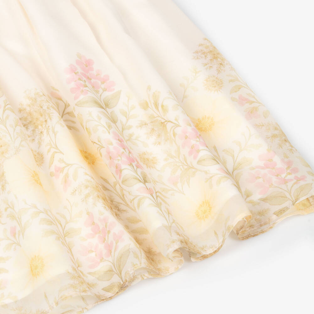 Patachou-Girls Ivory & Yellow Floral Chiffon Dress with Bow | Childrensalon