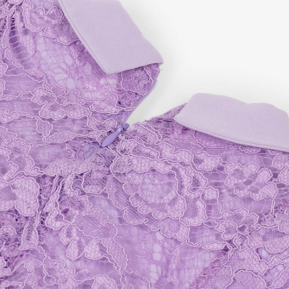 Patachou-Girls Lavender Purple Guipure Lace Dress | Childrensalon