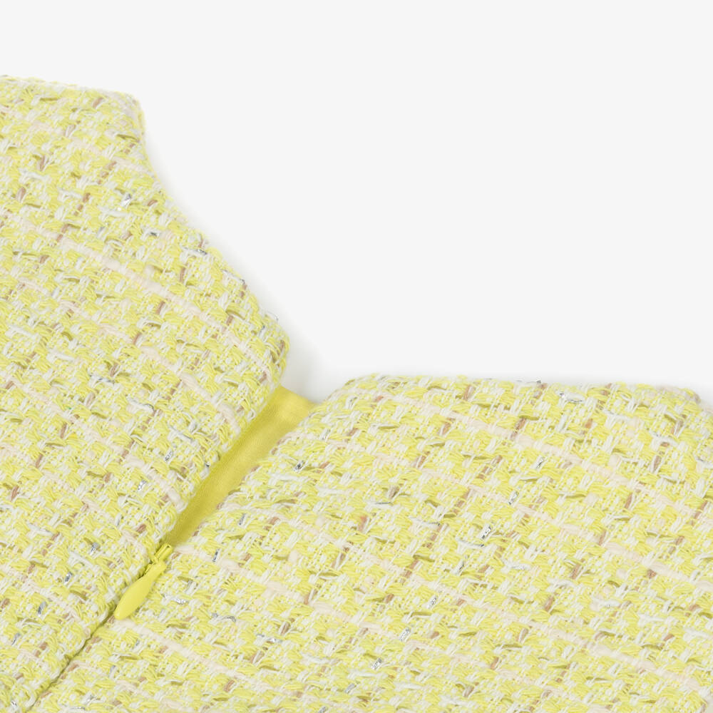 Patachou-فستان تويد وكريب شيفون لون أخضر فاتح للبنات | Childrensalon