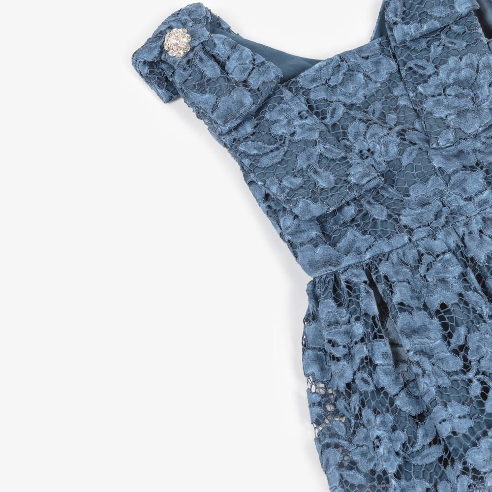 Patachou-Платье длинное синее кружевное для девочек | Childrensalon