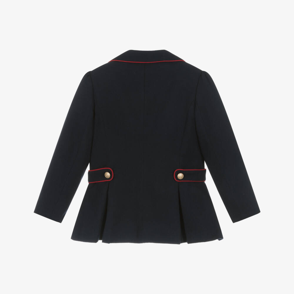 Patachou-Girls Navy Blue Blazer with Varsity-Style Logo | Childrensalon