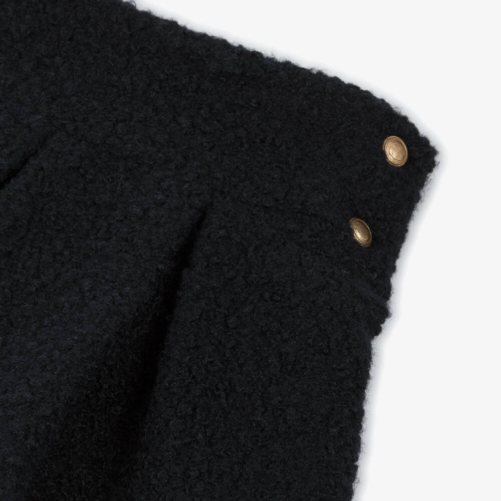 Patachou-Girls Navy Blue Bouclé Pleated Skirt | Childrensalon