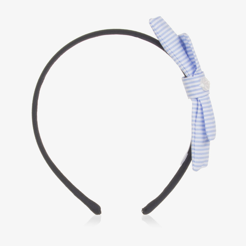 Patachou-Girls Navy Blue Hairband with Striped Bow  | Childrensalon