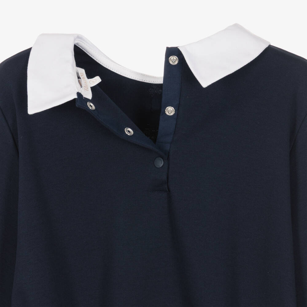 Patachou-Girls Navy Blue Leggings Set with Tweed Trims | Childrensalon